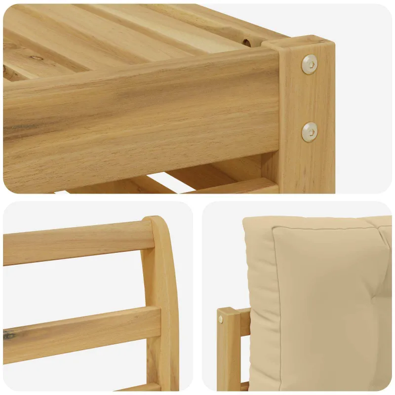 Lauko sofos komplektas 10 pcs Balta ir kreminė