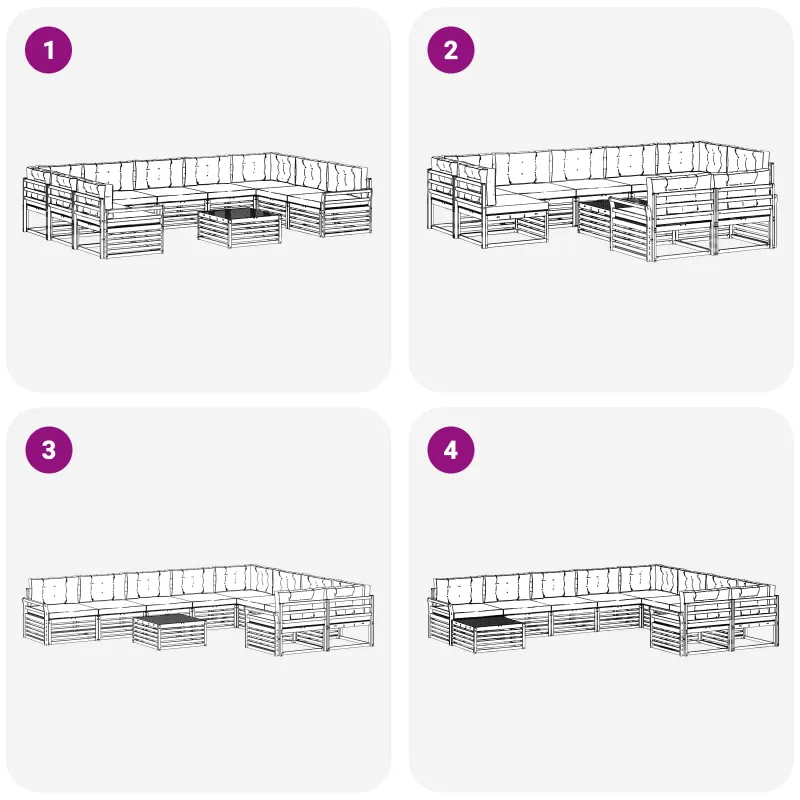 Lauko sofos komplektas 10 pcs Balta ir kreminė