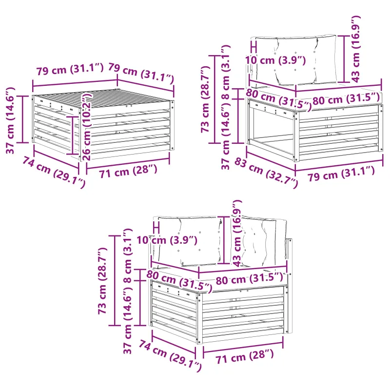 Lauko sofos komplektas 10 pcs Balta ir kreminė