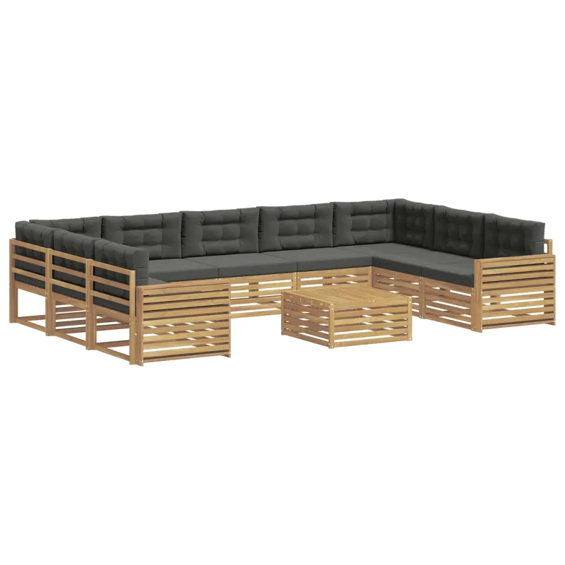 Lauko sofos komplektas 10 pcs Balta ir antracito