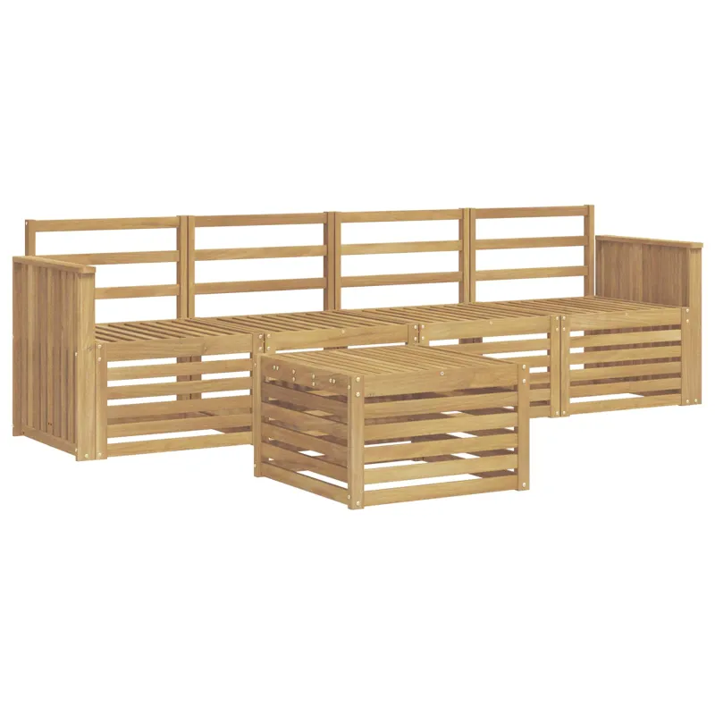 Lauko sofos komplektas 5 pcs Balta Kietos akacijos mediena