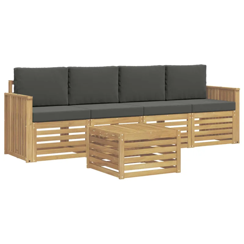 Lauko sofos komplektas 5 pcs Balta ir antracito Poliesteris