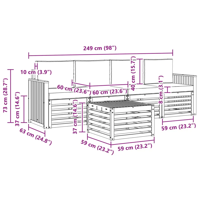 Lauko sofos komplektas 5 pcs Balta ir kreminė Poliesteris