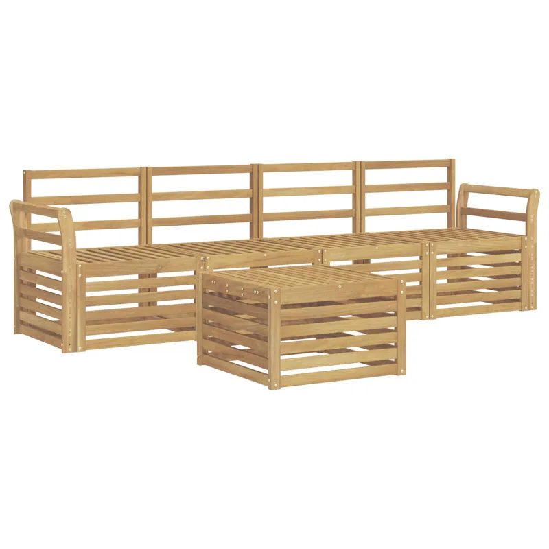 Lauko sofos komplektas 5 pcs Balta Kietos akacijos mediena