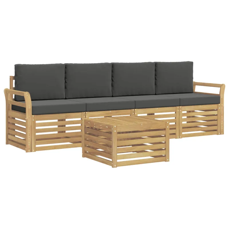 Lauko sofos komplektas 5 pcs Balta ir antracito Poliesteris