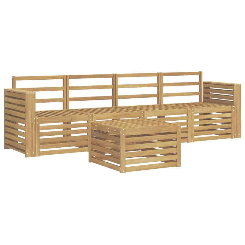 Lauko sofos komplektas 5 pcs Balta Kietos akacijos mediena