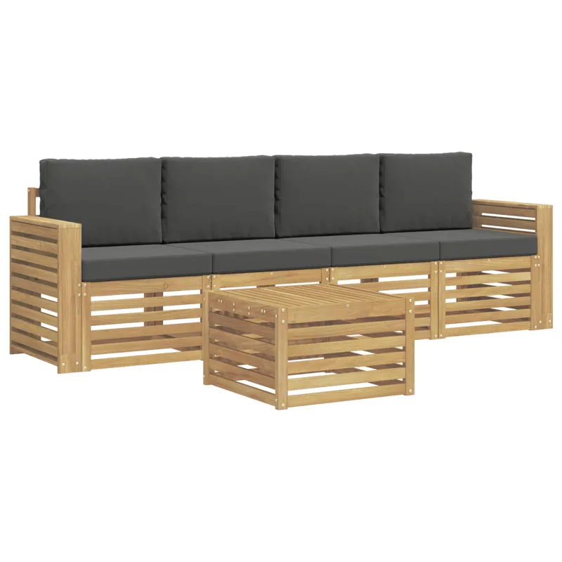 Lauko sofos komplektas 5 pcs Balta ir antracito Poliesteris