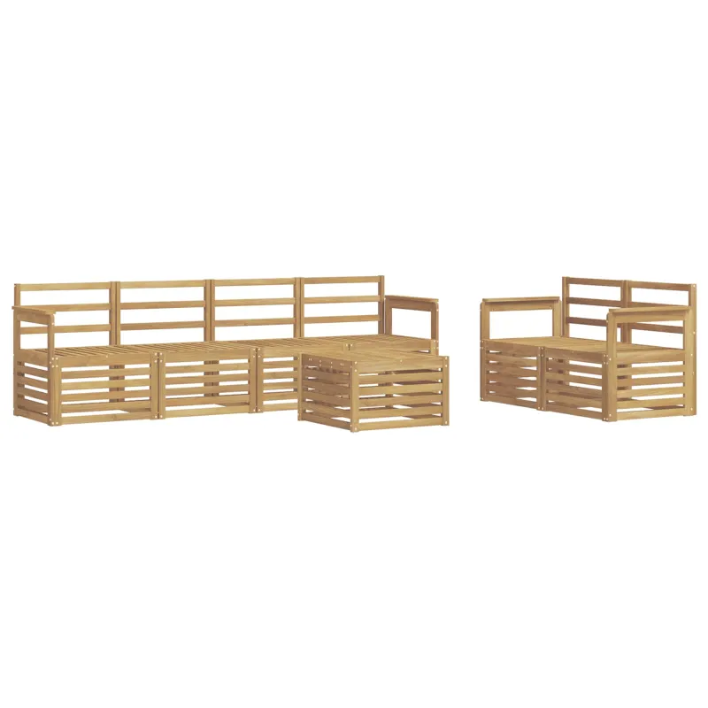 Lauko sofos komplektas 7 pcs Balta Kietos akacijos mediena