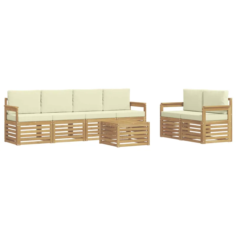 Lauko sofos komplektas 7 pcs Balta ir kreminė Poliesteris
