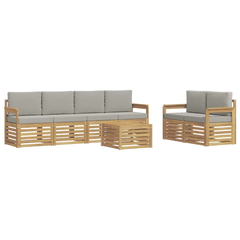 Lauko sofos komplektas su pagalve 7 pcs Balta ir šviesiai pilka