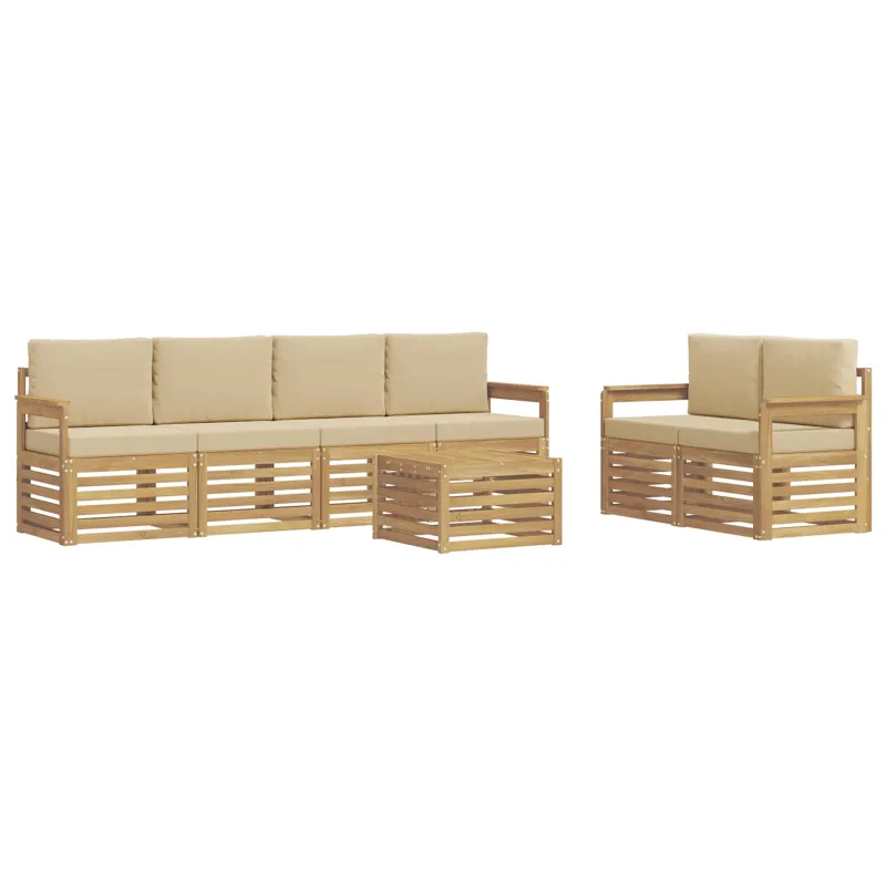 Lauko sofos komplektas 7 pcs Balta ir kreminė Poliesteris