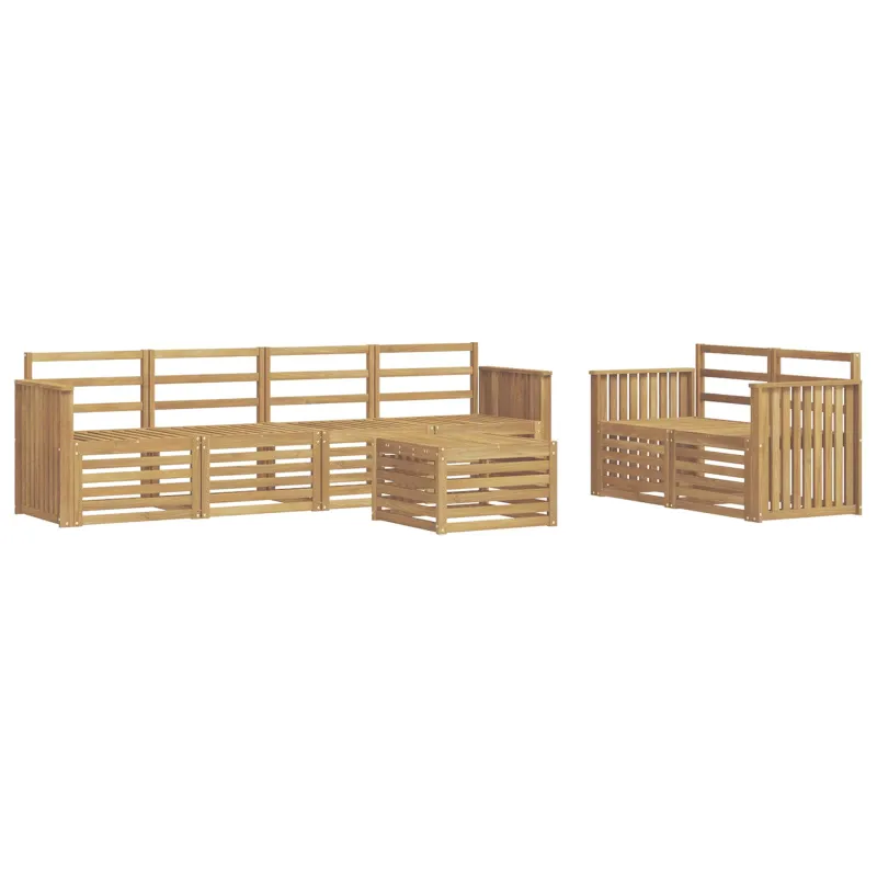 Lauko sofos komplektas 7 pcs Balta Kietos akacijos mediena