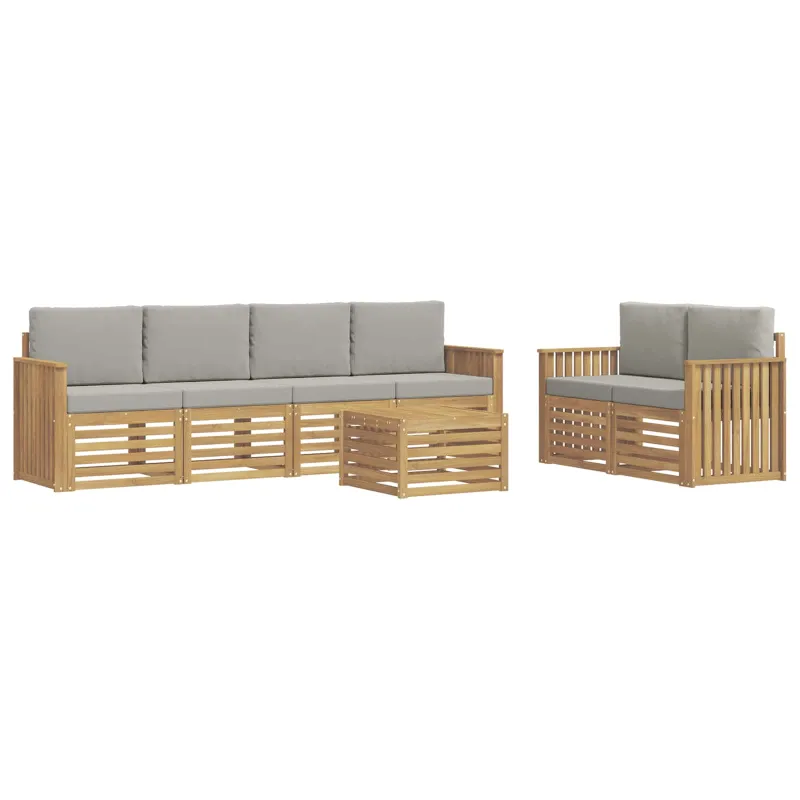 Lauko sofos komplektas su pagalve 7 pcs Balta ir šviesiai pilka
