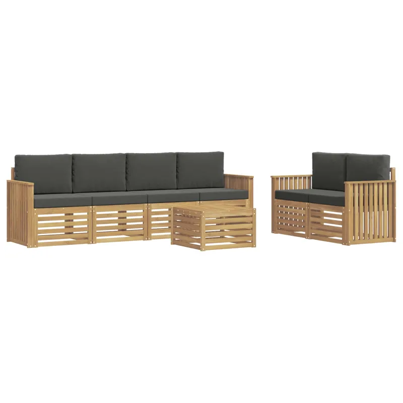 Lauko sofos komplektas 7 pcs Balta ir antracito Poliesteris