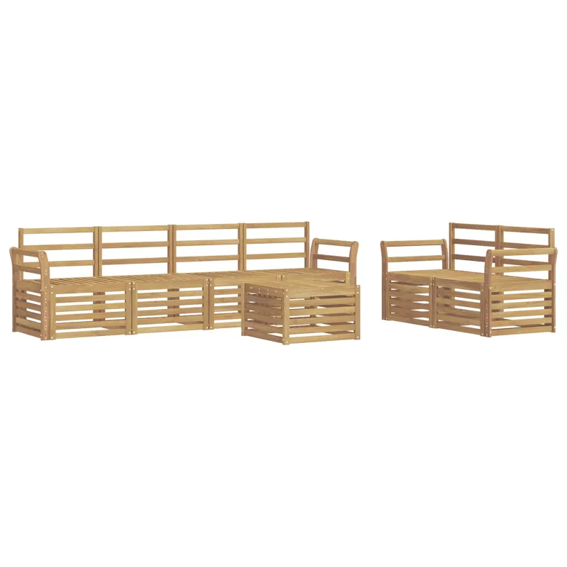 Lauko sofos komplektas 7 pcs Balta Kietos akacijos mediena