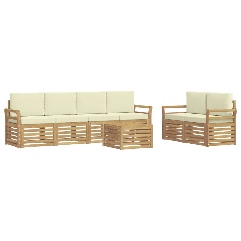 Lauko sofos komplektas 7 pcs Balta ir kreminė Poliesteris