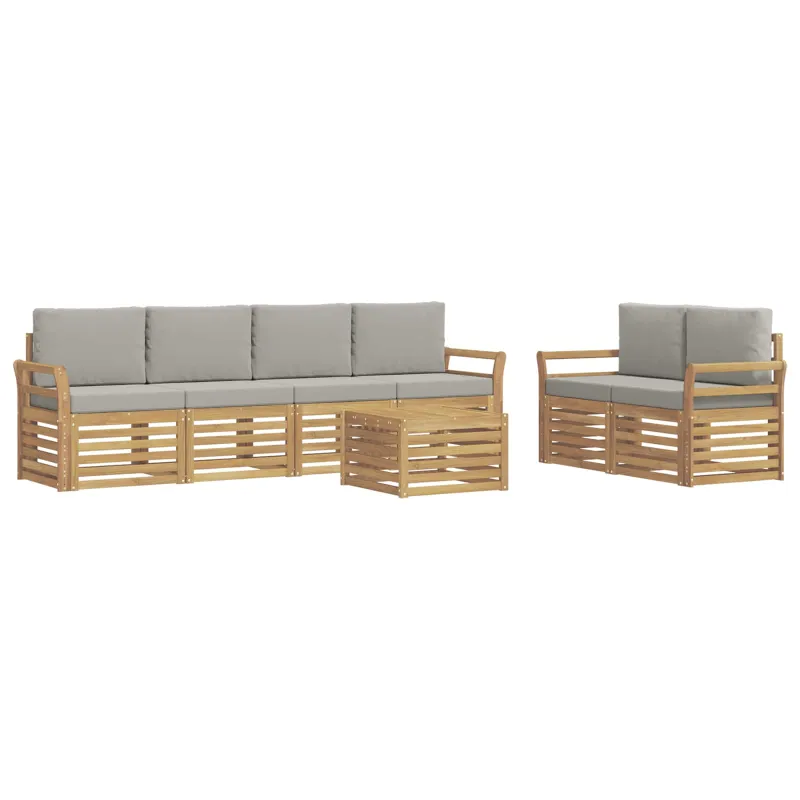 Lauko sofos komplektas su pagalve 7 pcs Balta ir šviesiai pilka