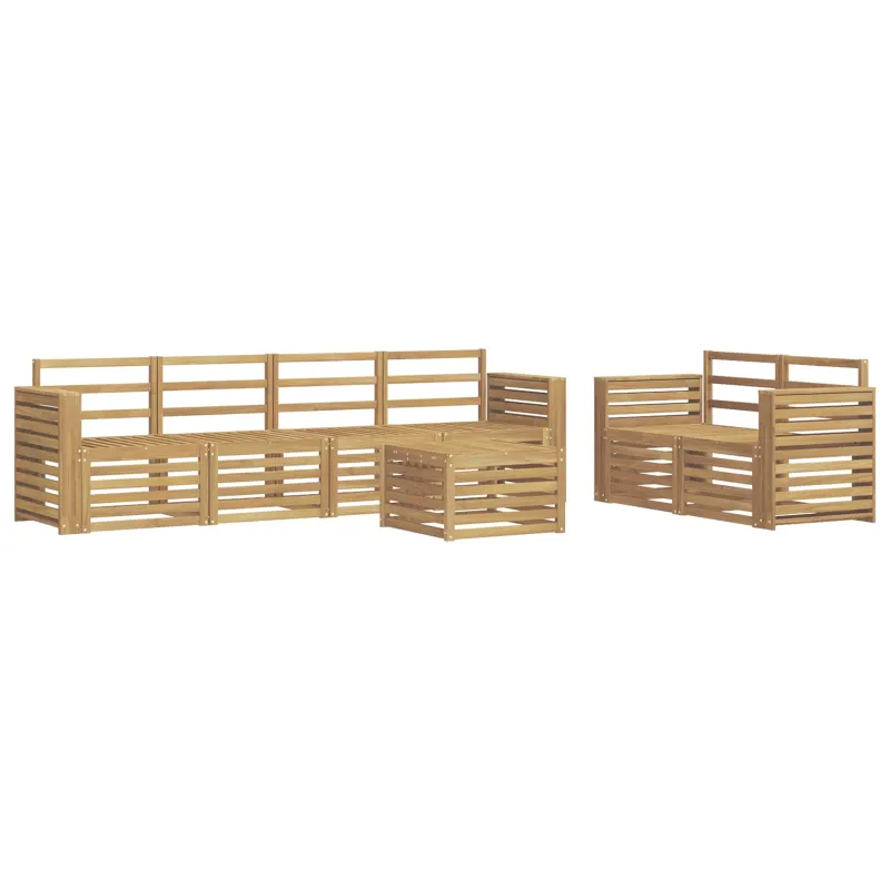 Lauko sofos komplektas 7 pcs Balta Kietos akacijos mediena
