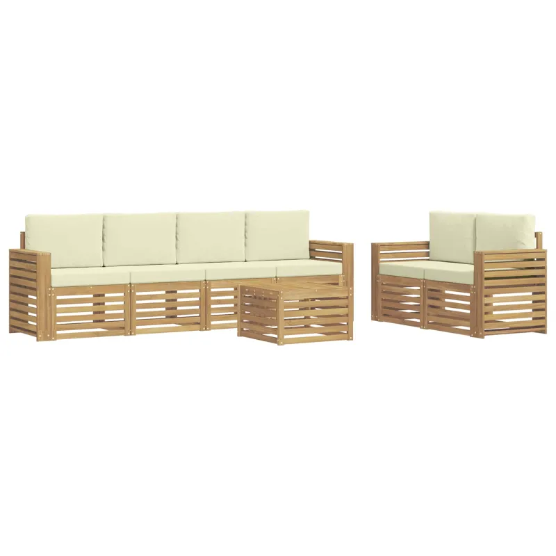 Lauko sofos komplektas 7 pcs Balta ir kreminė Poliesteris
