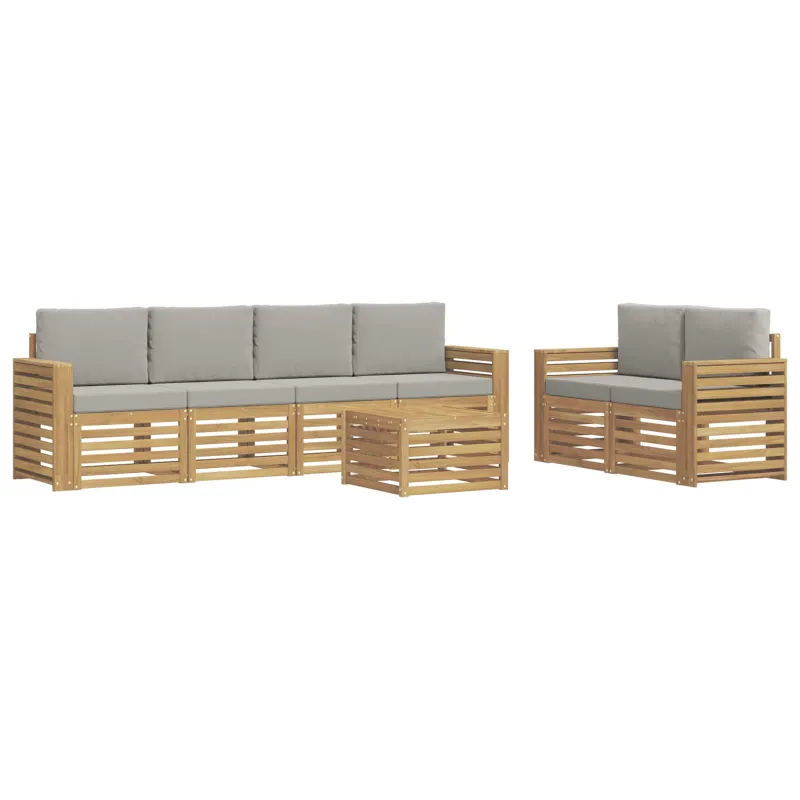 Lauko sofos komplektas su pagalve 7 pcs Balta ir šviesiai pilka