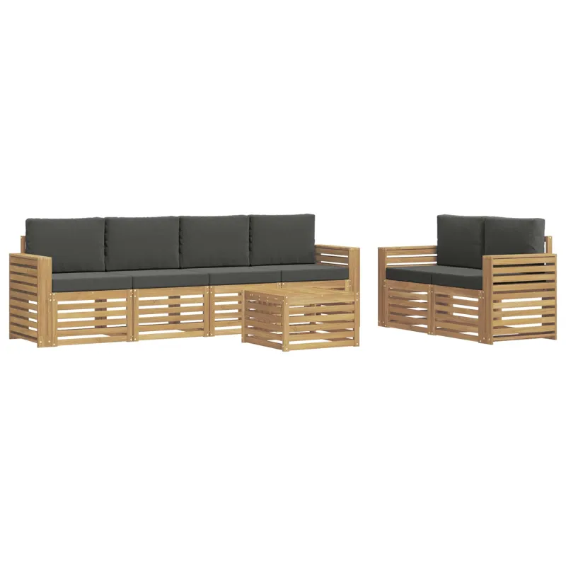 Lauko sofos komplektas 7 pcs Balta ir antracito Poliesteris