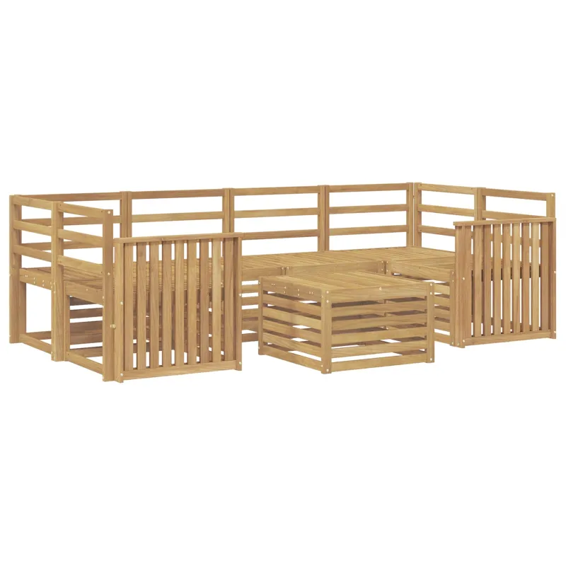 Lauko sofos komplektas 7 pcs Balta Kietos akacijos mediena