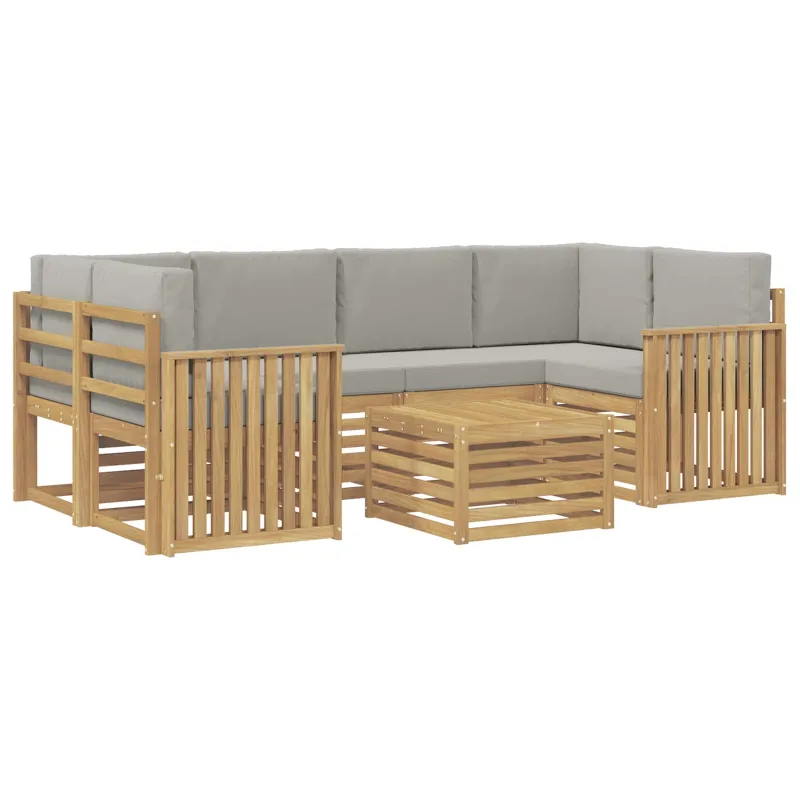 Lauko sofos komplektas su pagalve 7 pcs Balta ir šviesiai pilka