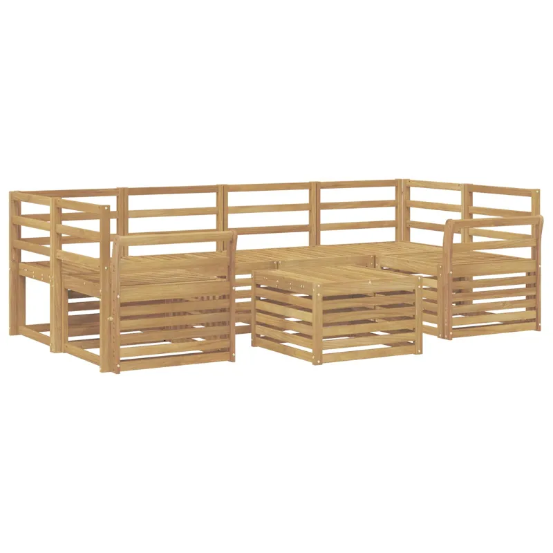 Lauko sofos komplektas 7 pcs Balta Kietos akacijos mediena