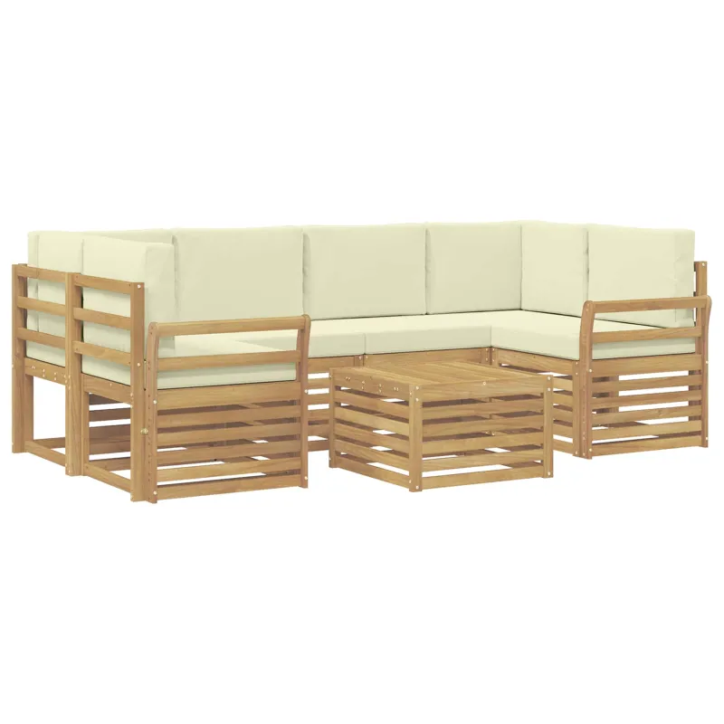Lauko sofos komplektas 7 pcs Balta ir kreminė Poliesteris