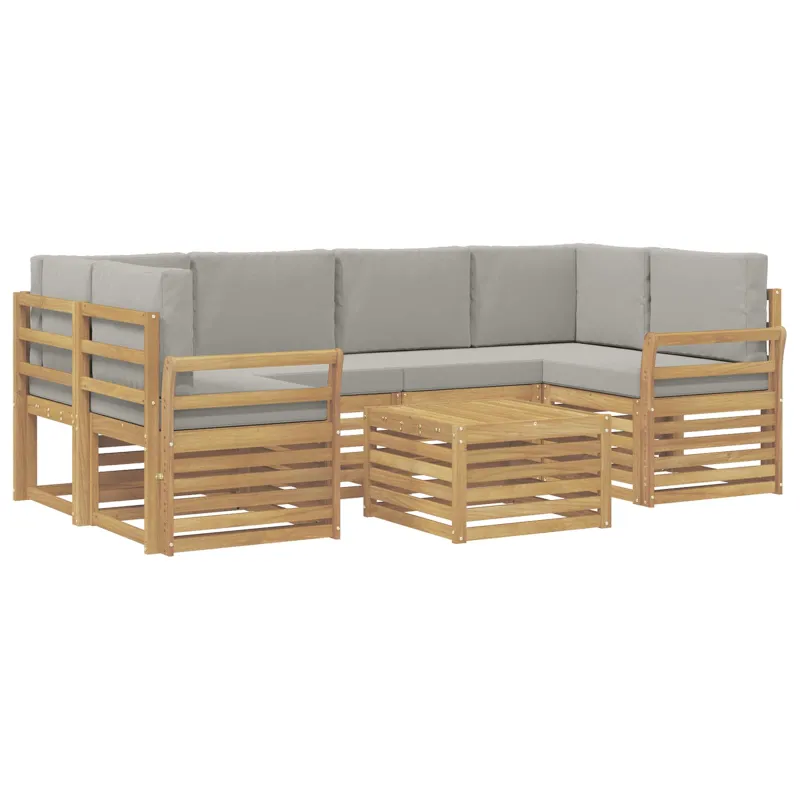 Lauko sofos komplektas su pagalve 7 pcs Balta ir šviesiai pilka