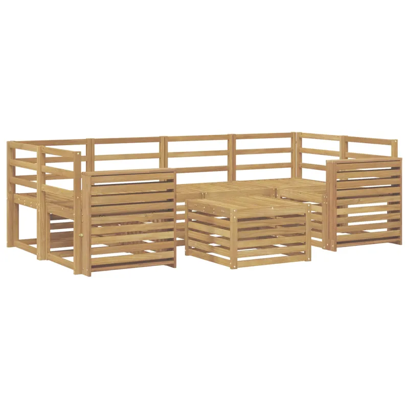 Lauko sofos komplektas 7 pcs Balta Kietos akacijos mediena