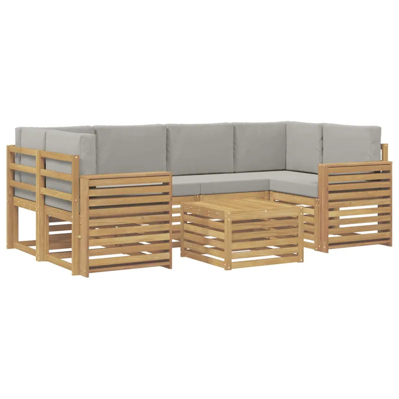 Lauko sofos komplektas su pagalve 7 pcs Balta ir šviesiai pilka