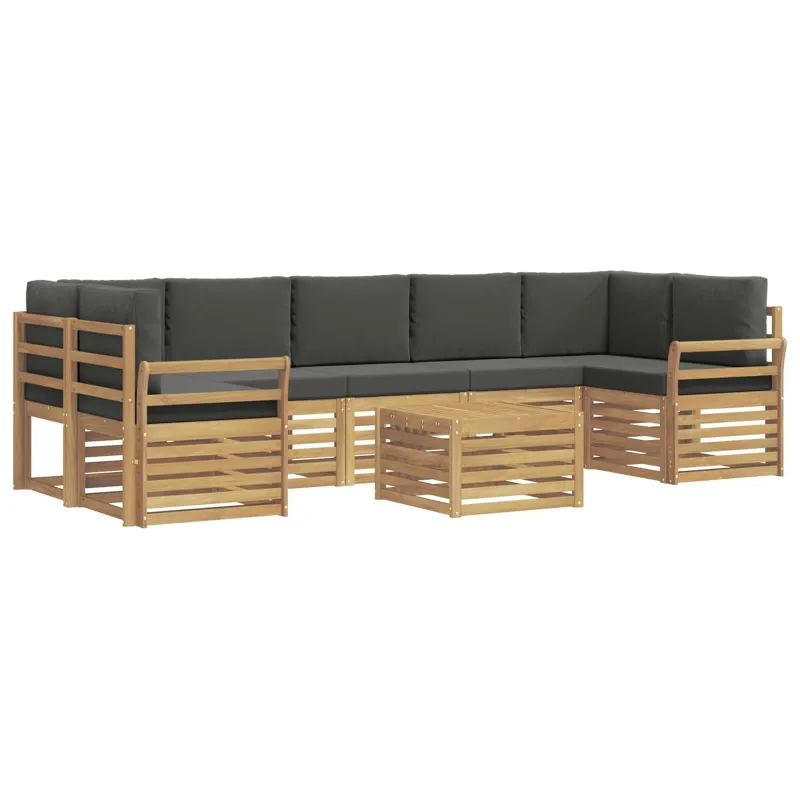 Lauko sofos komplektas 8 pcs Balta ir antracito Poliesteris