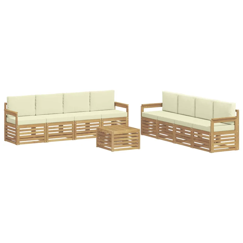 Lauko sofos komplektas 9 pcs Balta ir kreminė 59 x 59 x 37 cm