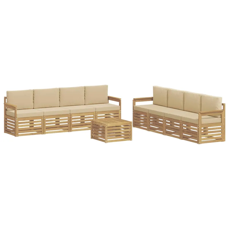 Lauko sofos komplektas 9 pcs Balta ir kreminė 59 x 59 x 37 cm