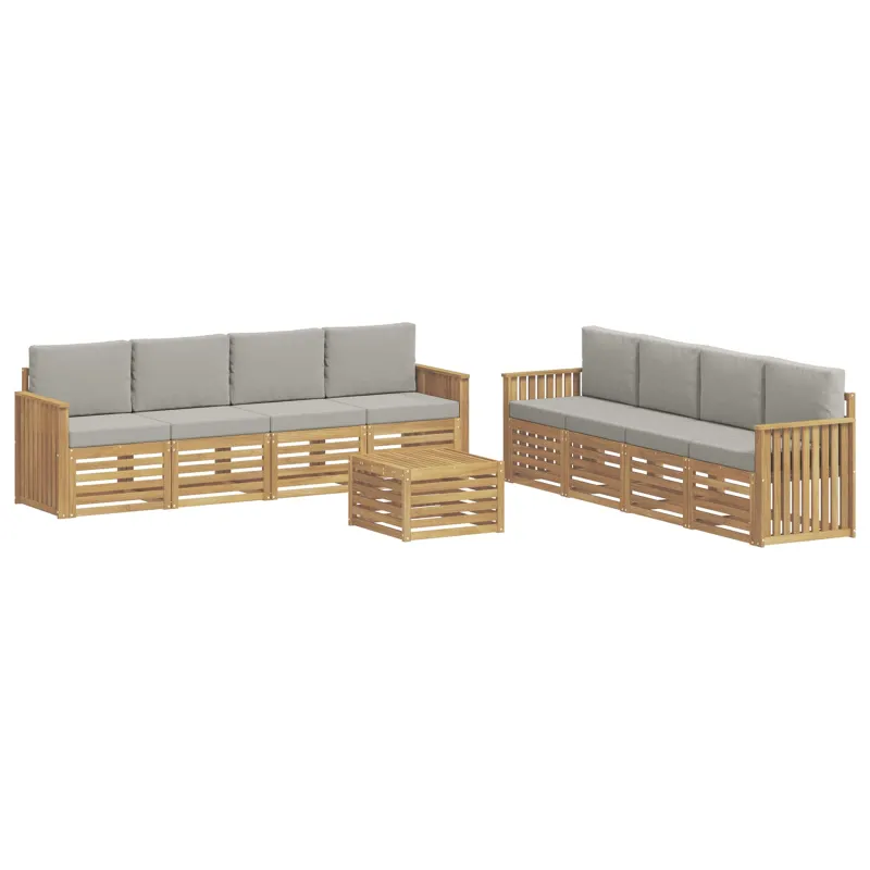 Sofų komplektai 9 pcs Balta ir šviesiai pilka 59 x 59 x 37 cm