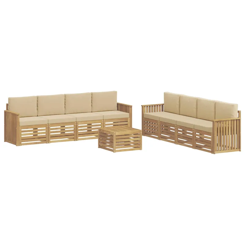 Sofų komplektai 9 pcs Balta ir kreminė 59 x 59 x 37 cm
