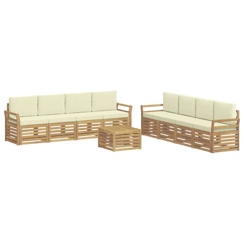 Sofų komplektai 9 pcs Balta ir kreminė 59 x 59 x 37 cm
