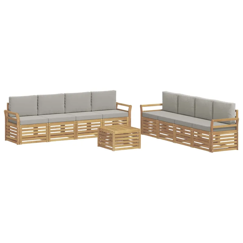 Sofų komplektai 9 pcs Balta ir šviesiai pilka 59 x 59 x 37 cm