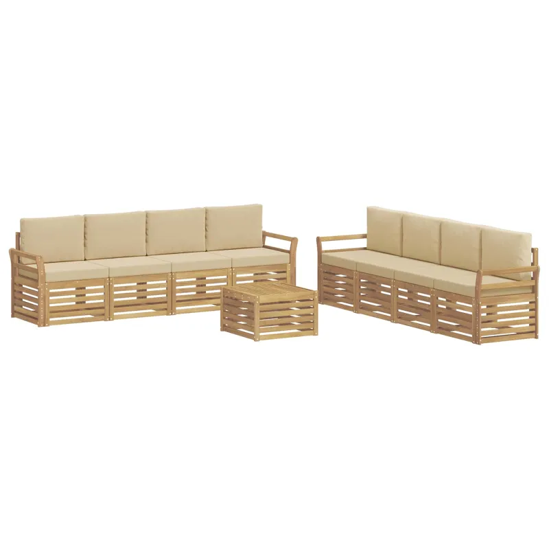 Sofų komplektai 9 pcs Balta ir kreminė 59 x 59 x 37 cm