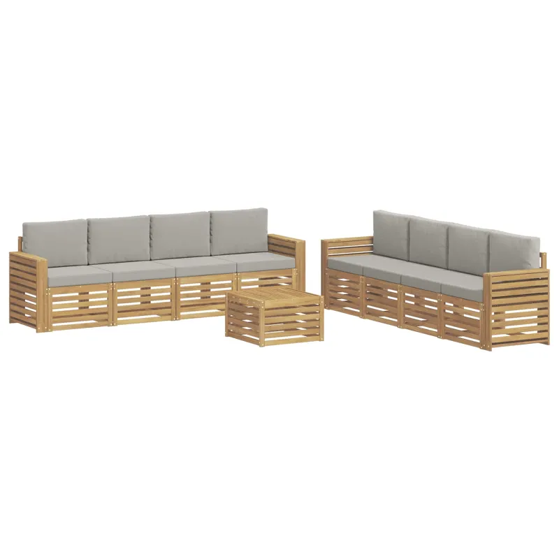 Sofų komplektai 9 pcs Balta ir šviesiai pilka 59 x 59 x 37 cm