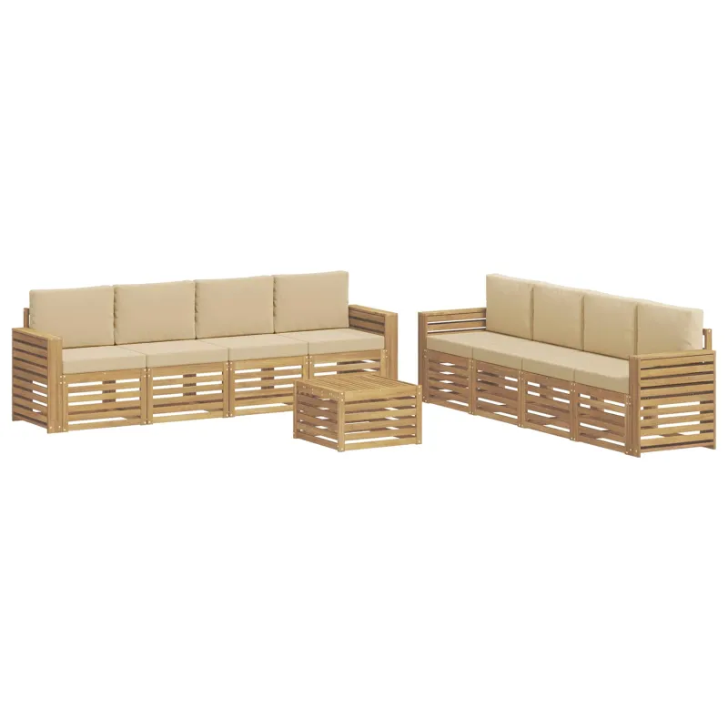 Sofų komplektai 9 pcs Balta ir kreminė 59 x 59 x 37 cm