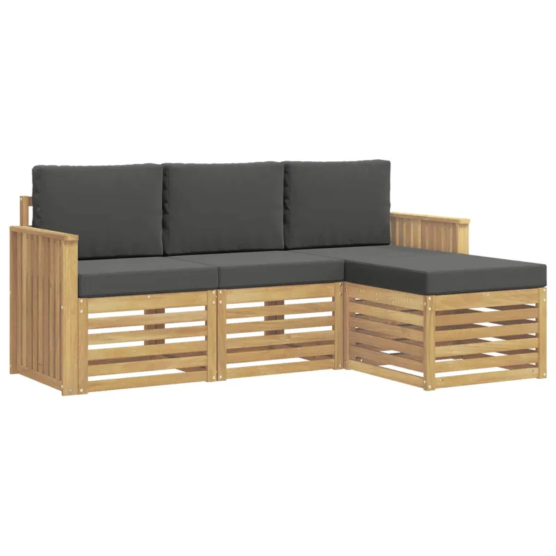 Lauko sofos komplektas 4 pcs Balta ir antracito