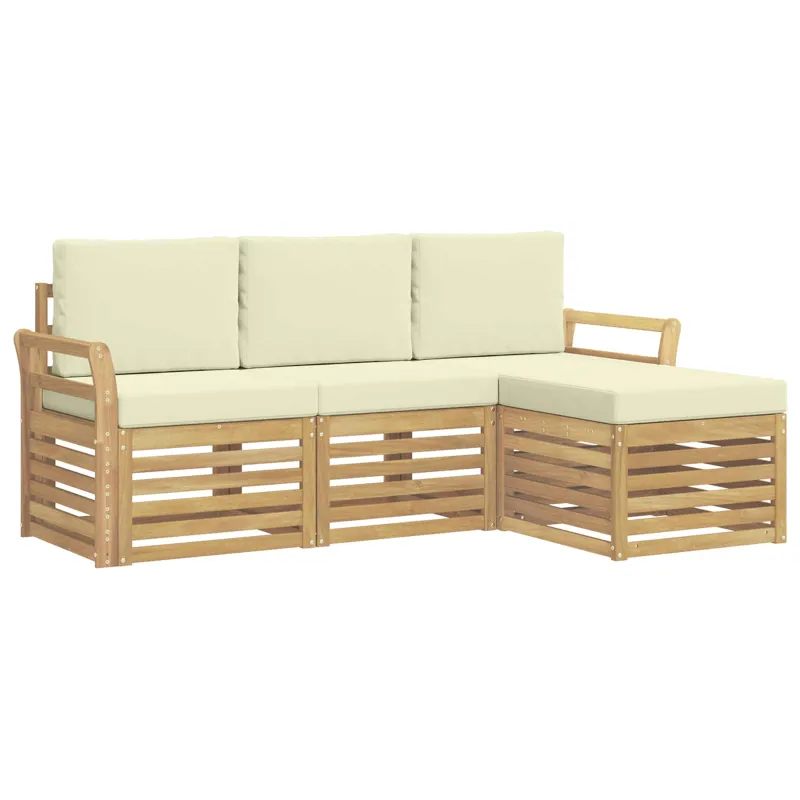 Lauko sofos komplektas 4 pcs Balta ir kreminė