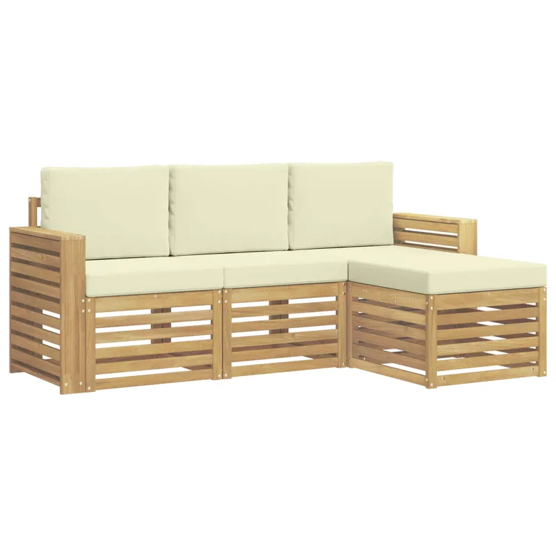 Lauko sofos komplektas 4 pcs Balta ir kreminė