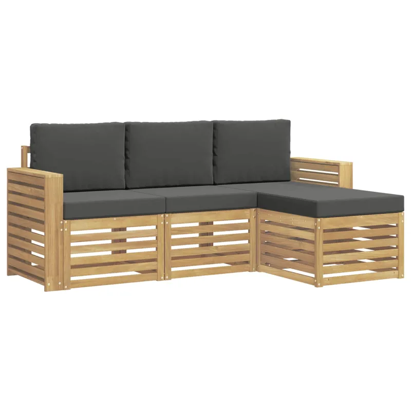 Lauko sofos komplektas 4 pcs Balta ir antracito