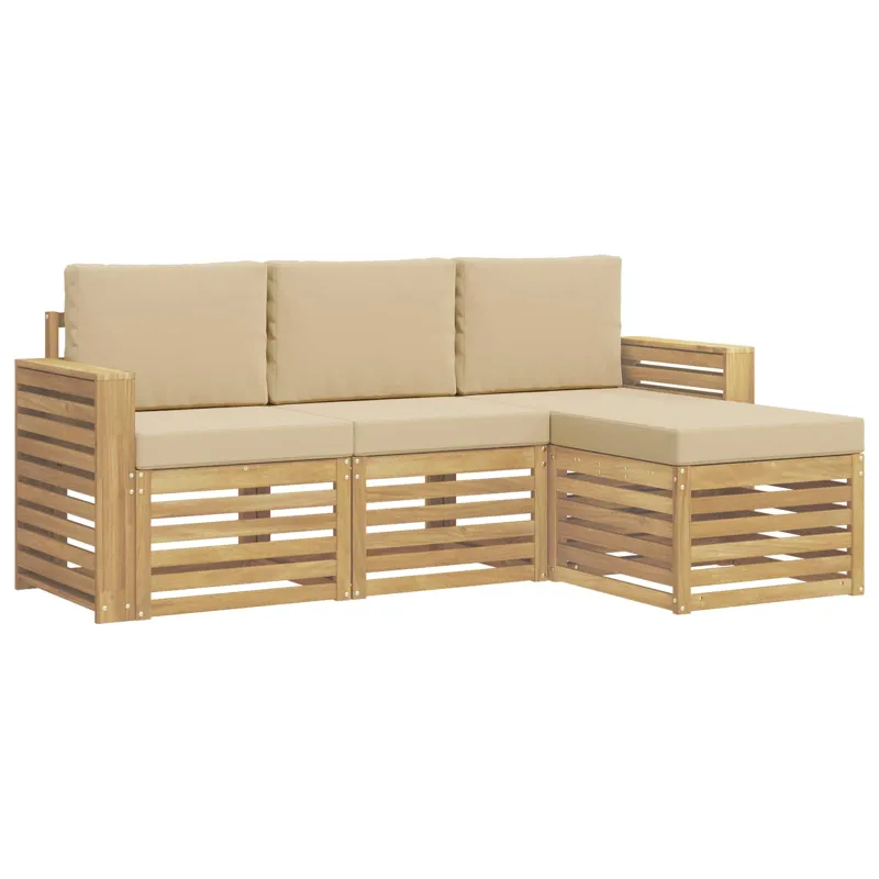 Lauko sofos komplektas 4 pcs Balta ir kreminė