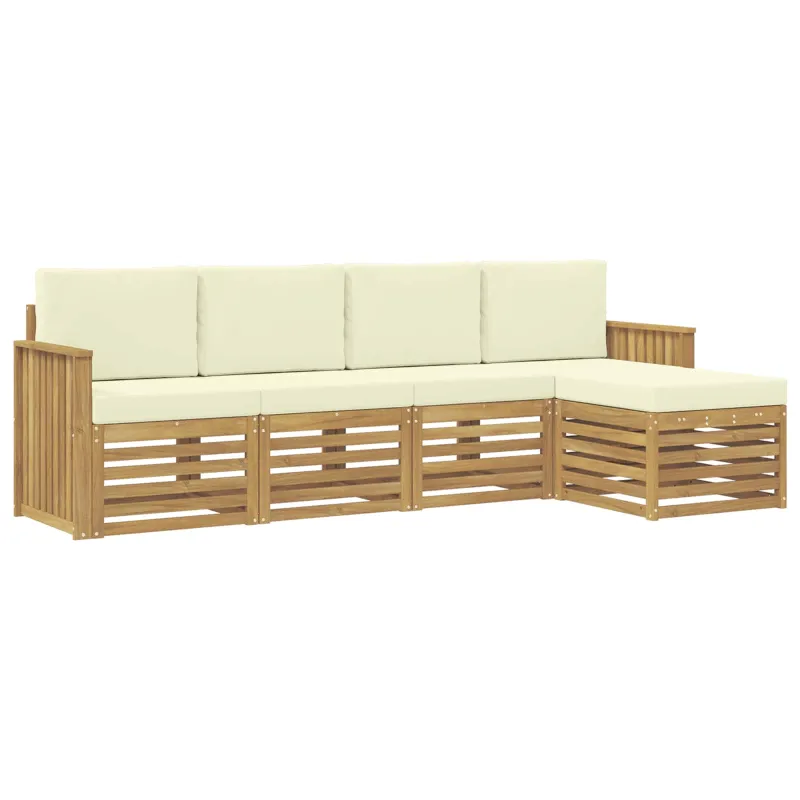 Lauko sofos komplektas 5 pcs Balta ir kreminė