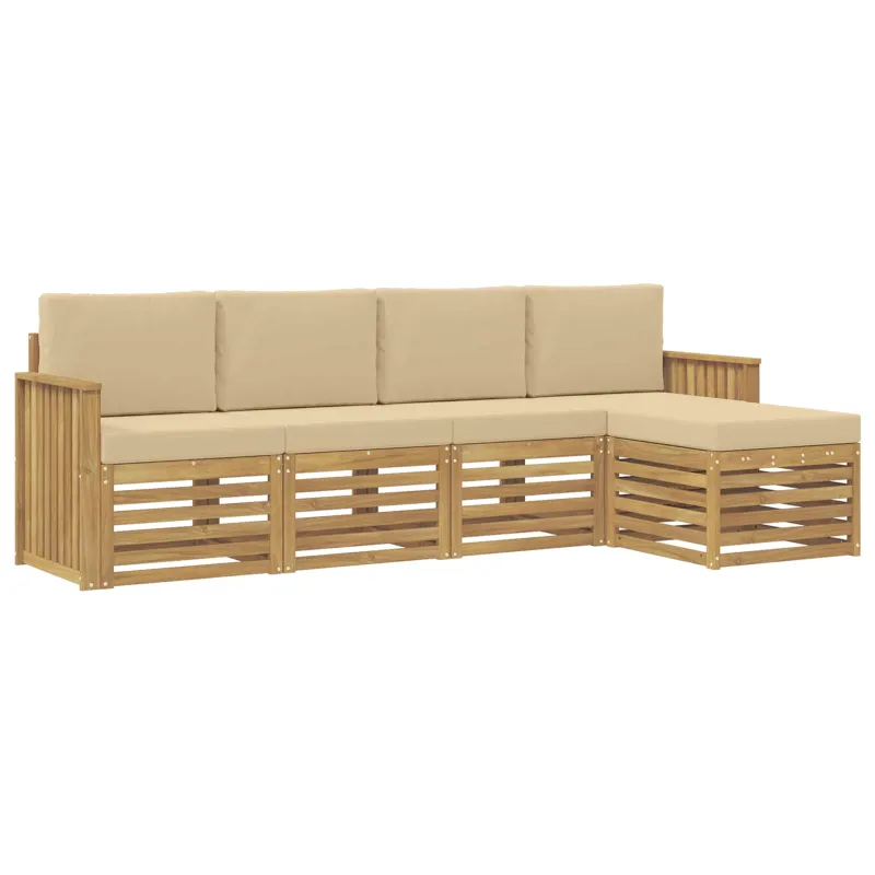 Lauko sofos komplektas 5 pcs Balta ir kreminė