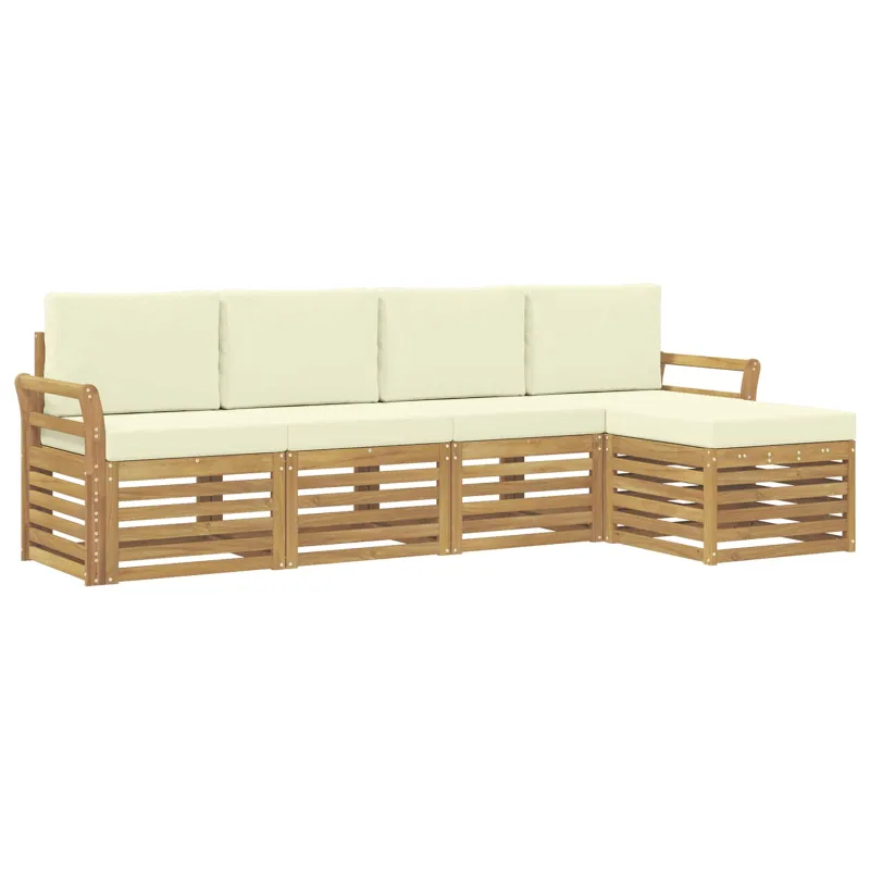 Lauko sofos komplektas 5 pcs Balta ir kreminė